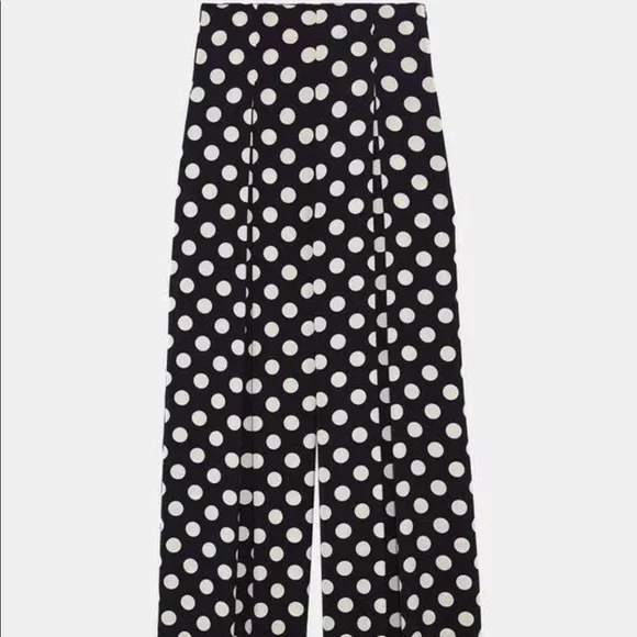 ZARA Polka Dot High Waist Satin Pants, XS - Picture 3 of 10